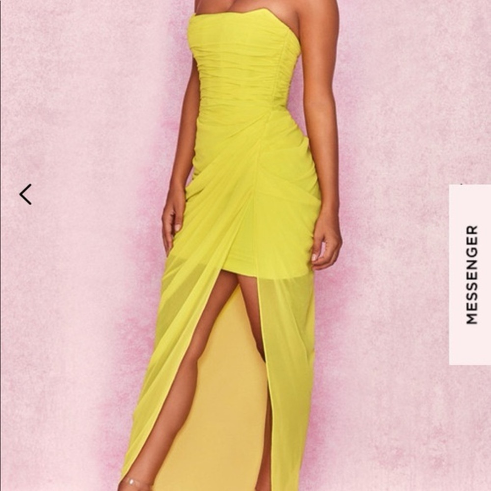 House Of Cb Vibrant Yellow Strapless Dress